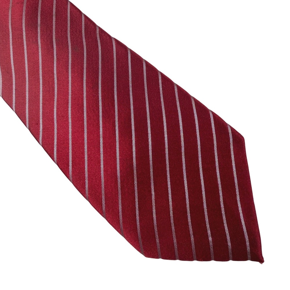 Donald J Trump Signature Collection Silk Necktie Red‎ White Striped Hand Made